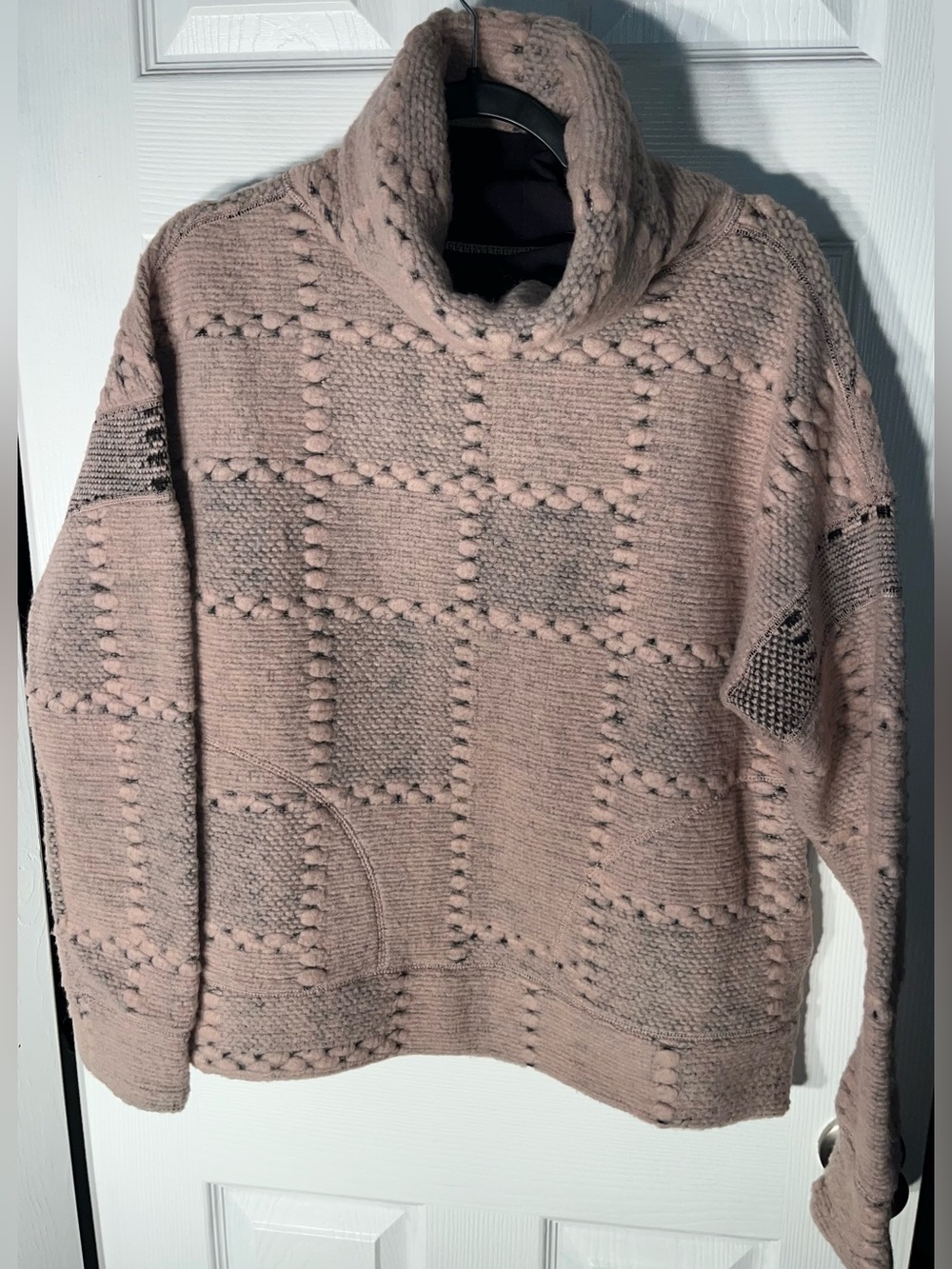 Prana Crestland Pullover Turtleneck Sweater Size Large Wool Blend Pink Granola